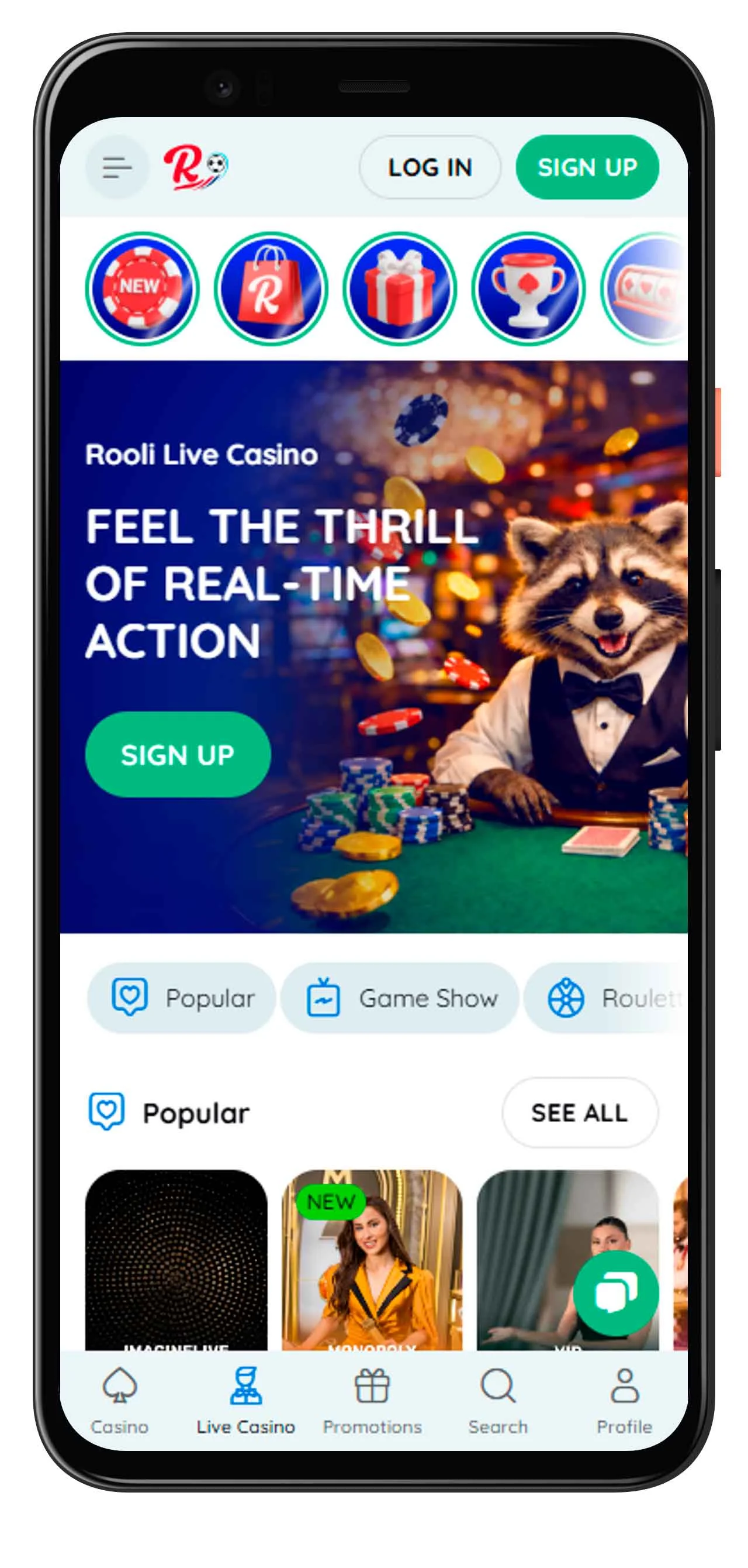 Mobile Live Casino Rooli Casino